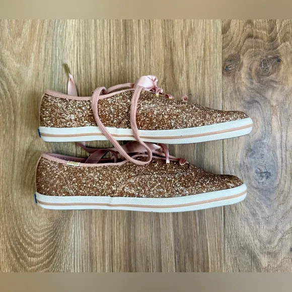 Keds X Kate Spade New York Champion Glitter Sneakers Size 8.5 NWOB