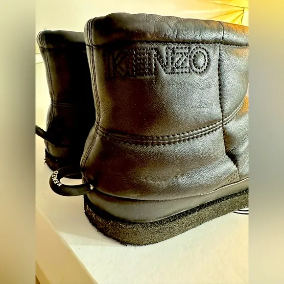 Kenzo Black Leather Kusco Boots