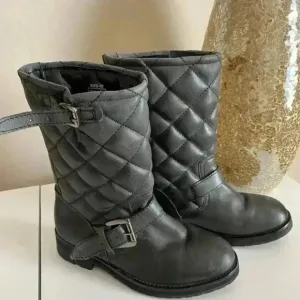 KG Kurt Geiger Grey Tamara Quilted Moto Boots