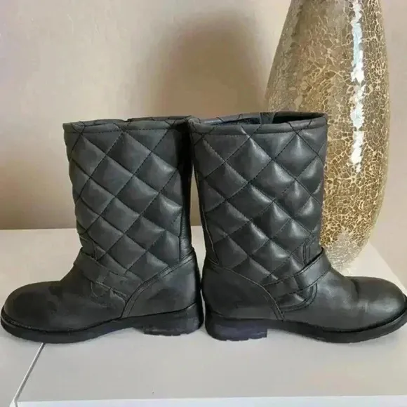 KG Kurt Geiger Grey Tamara Quilted Moto Boots