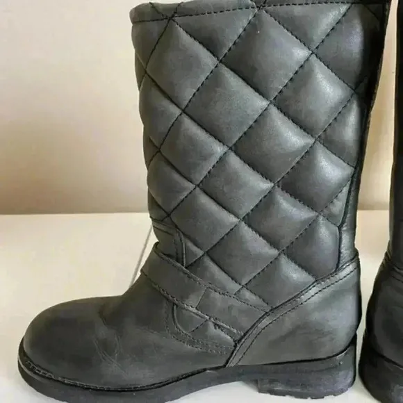 KG Kurt Geiger Grey Tamara Quilted Moto Boots
