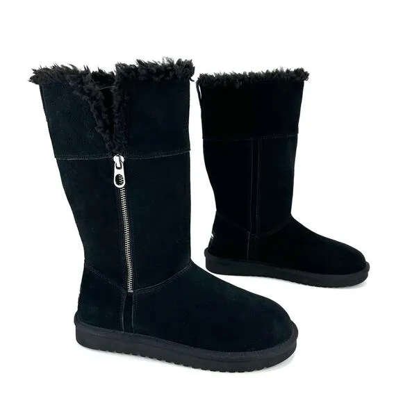 KOOLABURRA By UGG BLACK SUEDE WOOL LINING COLD WEATHER FOLDABLE TALL/SHORT BOOTS