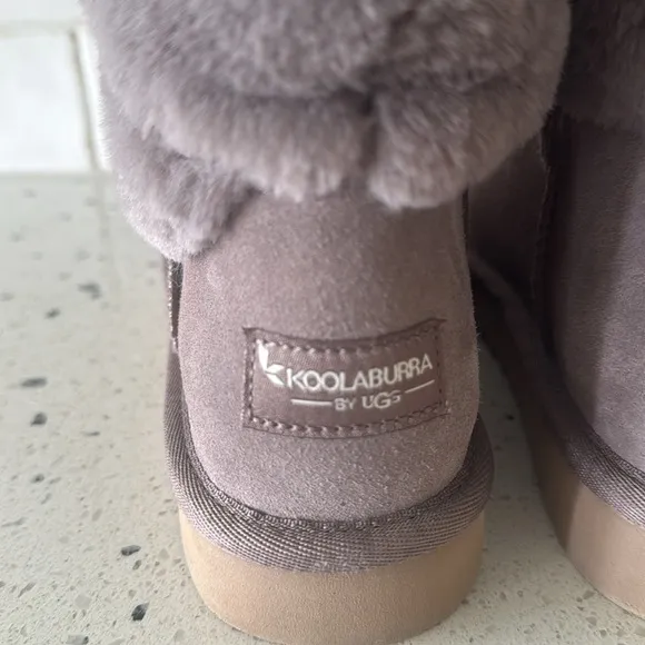 Koolaburra by UGG Dezi Cinder Suede Faux Fur Mid Calf Boots Women's Size 6 EUC