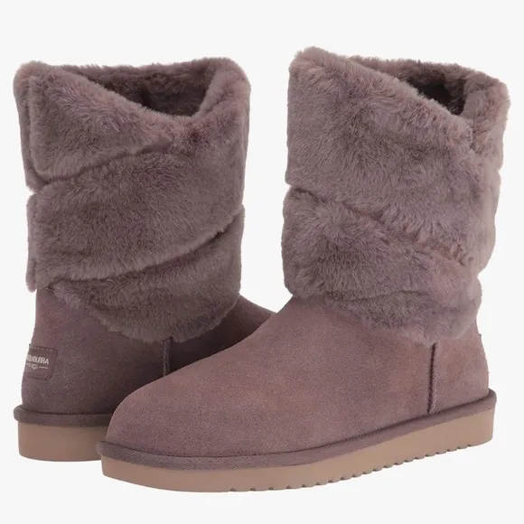 Koolaburra by UGG Dezi Cinder Suede Faux Fur Mid Calf Boots Women's Size 6 EUC