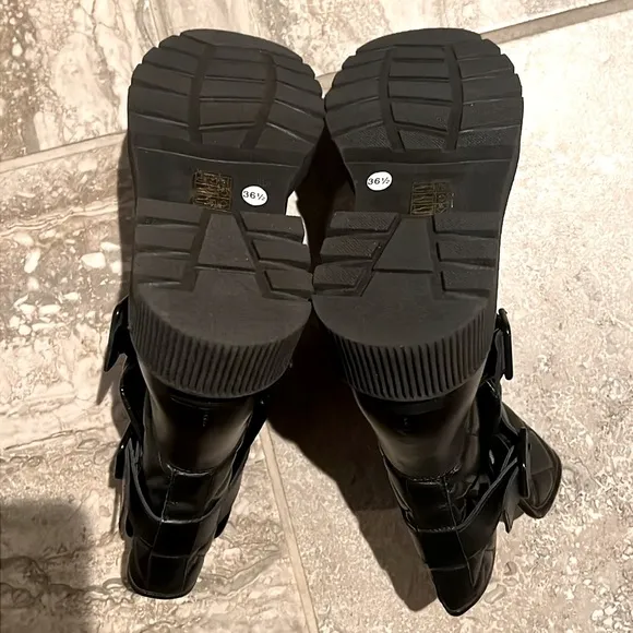 Kurt Geiger London Kingston Quilted Moto Boots, Black, Size EU 36.5 New w/o Box