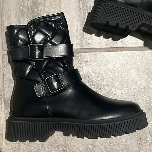 Kurt Geiger London Kingston Quilted Moto Boots, Black, Size EU 36.5 New w/o Box