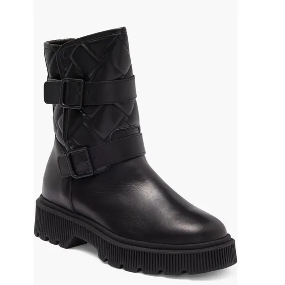 Kurt Geiger London Kingston Quilted Moto Boots, Black, Size EU 36.5 New w/o Box