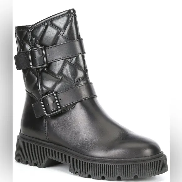 Kurt Geiger London Kingston Quilted Moto Boots, Black, Size EU 36.5 New w/o Box