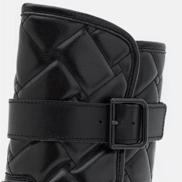 Kurt Geiger London Kingston Quilted Moto Boots, Black, Size EU 36.5 New w/o Box