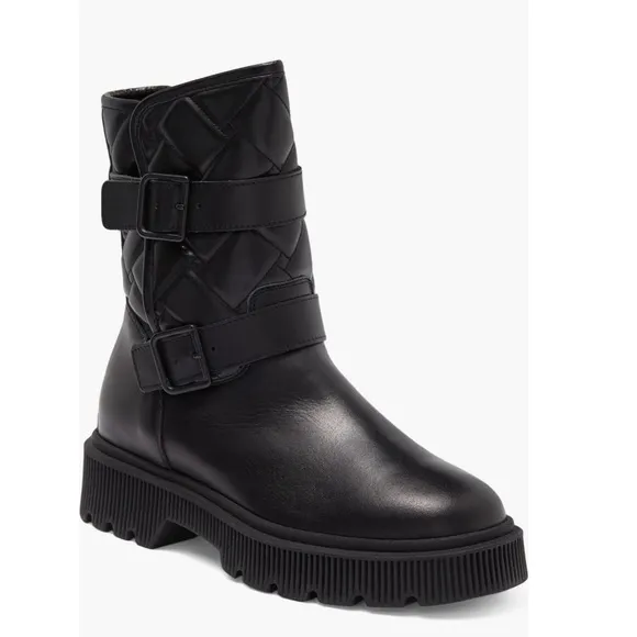 Kurt Geiger London Kingston Quilted Moto Boots, Black, Size EU 36.5 New w/o Box