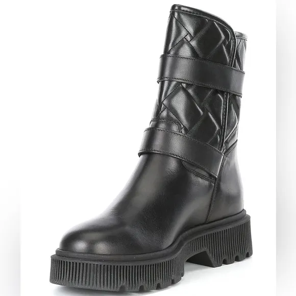 Kurt Geiger London Kingston Quilted Moto Boots, Black, Size EU 36.5 New w/o Box