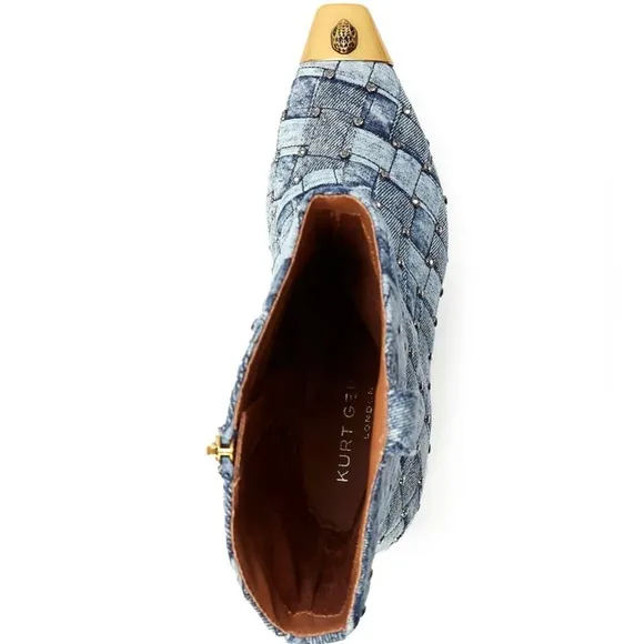 Kurt Geiger London Regent Crystal Quilted Denim Boots 8.5