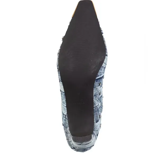 Kurt Geiger London Regent Crystal Quilted Denim Boots 8.5