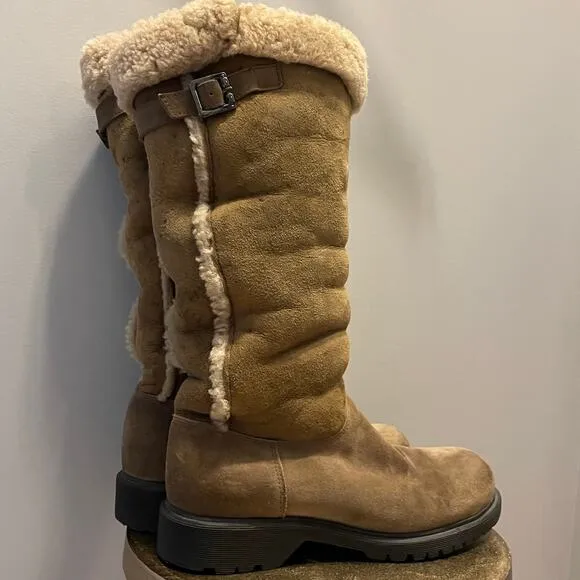 La Canadienne 10 Shearling Suede Boots | Vintage Pull-On, Buckle Detail, EUC