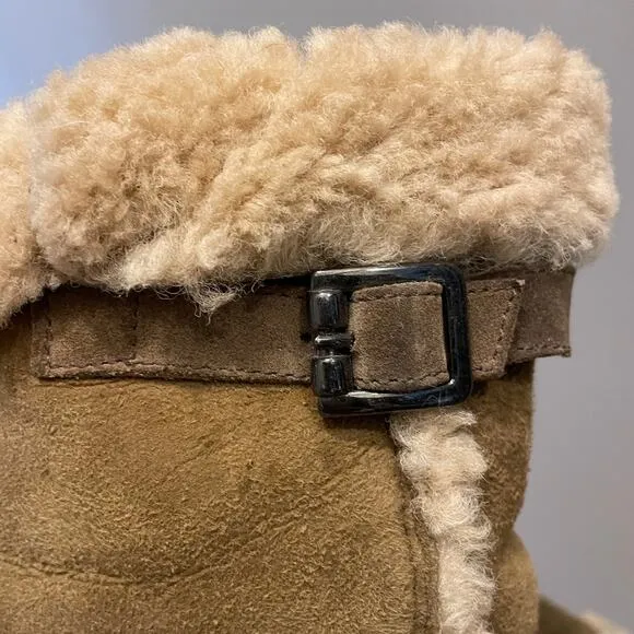 La Canadienne 10 Shearling Suede Boots | Vintage Pull-On, Buckle Detail, EUC