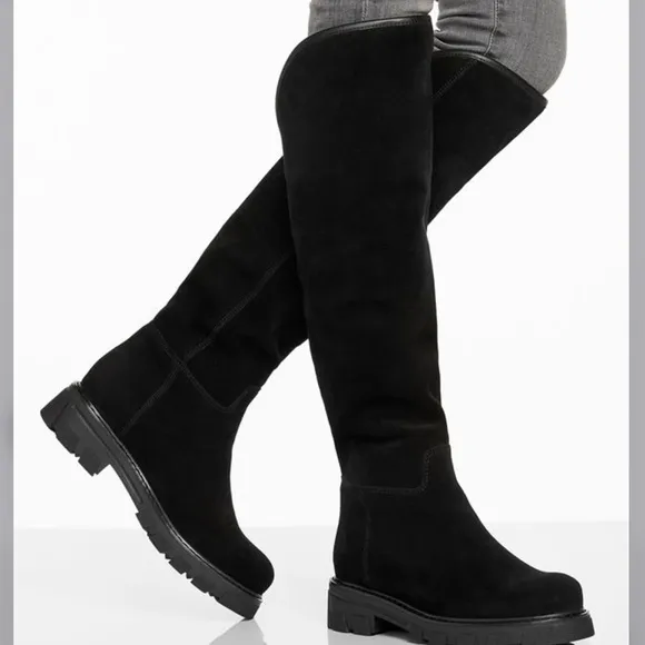 LA CANADIENNE Black Suede Over The Knee Boots 6.5
