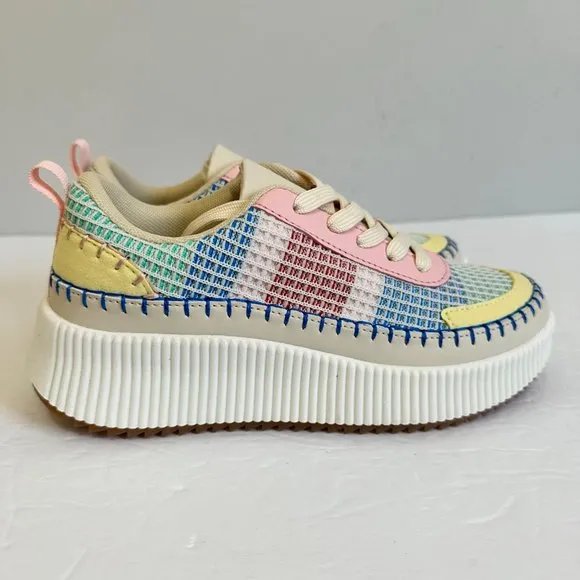 LA SHEELAH CROCHETED PATCHWORK INSPIRED MULTICOLOR FASHION SNEAKERS SZ 6