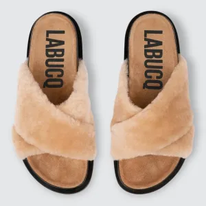 LABUCQ Italy | Mo Camel Shearling Slides