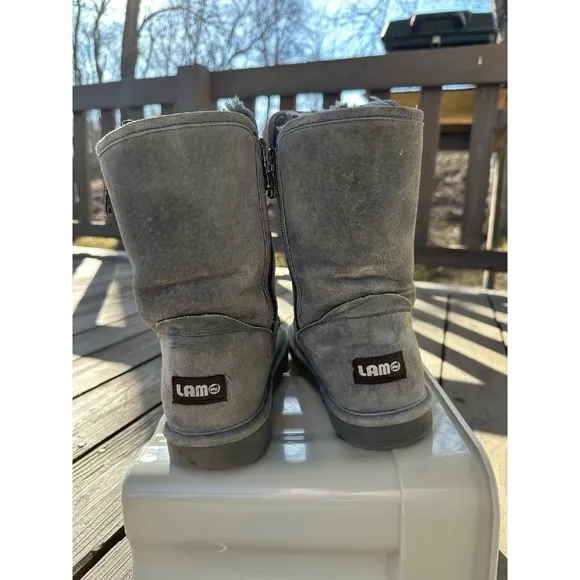 Lamo Gray Suede Leather Boots Winter Warm Zip Up Comfort Boots Women's‎ 9
