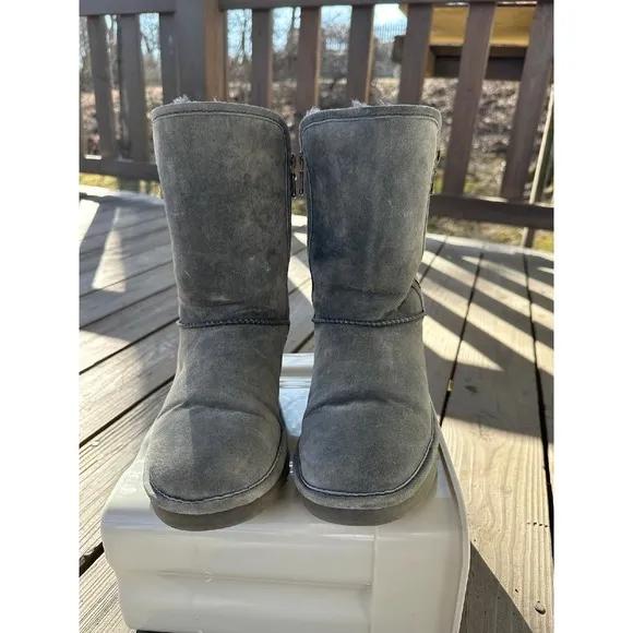 Lamo Gray Suede Leather Boots Winter Warm Zip Up Comfort Boots Women's‎ 9
