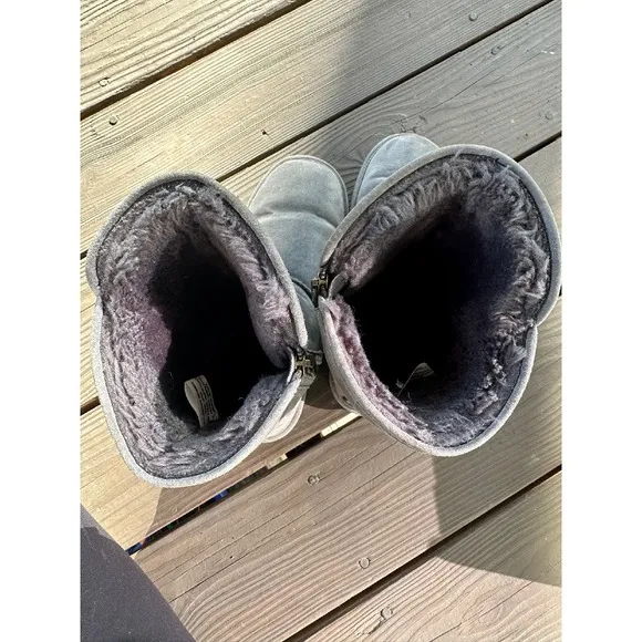 Lamo Gray Suede Leather Boots Winter Warm Zip Up Comfort Boots Women's‎ 9
