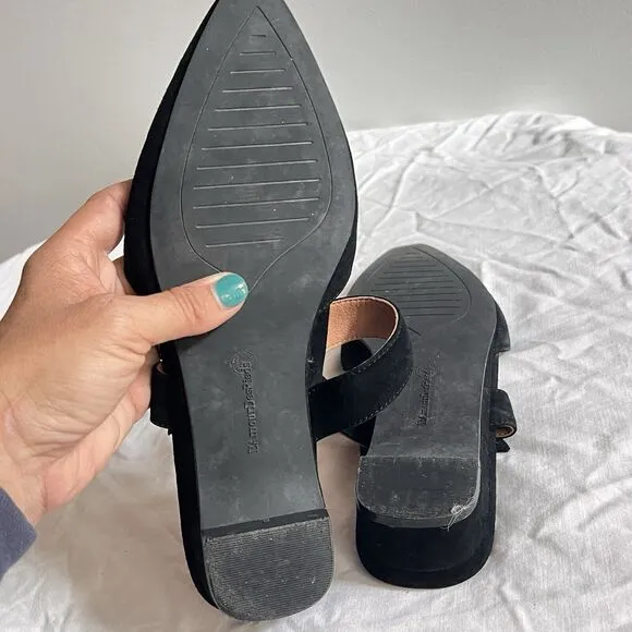 L'Amour Des Pieds Black Suede Mule Flat Baruk 9.5M Womens Kitten Heel Classic