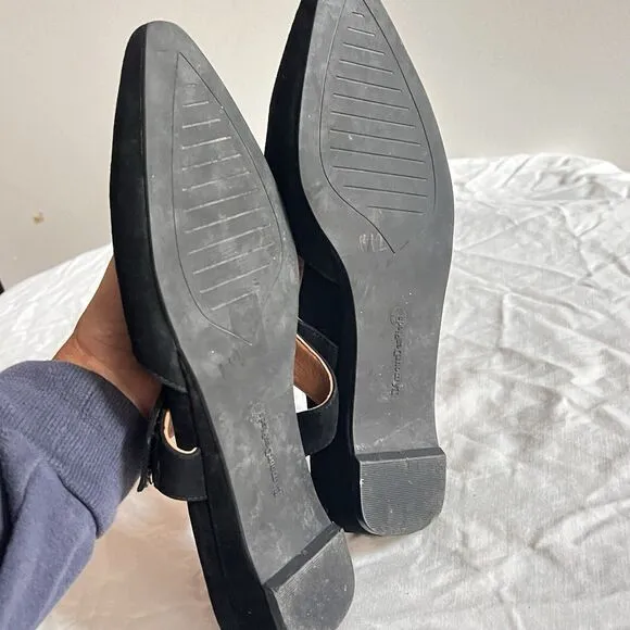 L'Amour Des Pieds Black Suede Mule Flat Baruk 9.5M Womens Kitten Heel Classic