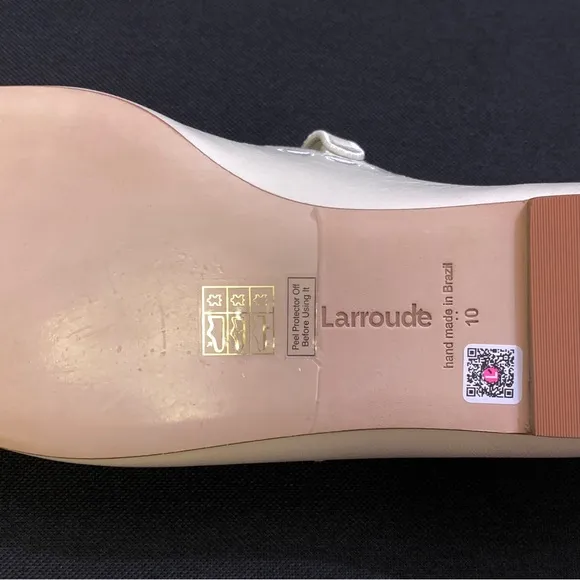 LARROUDE Blair Broderie Genuine Leather Embroidered Flats 10 White