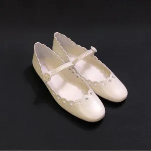 LARROUDE Blair Broderie Genuine Leather Embroidered Flats 10 White