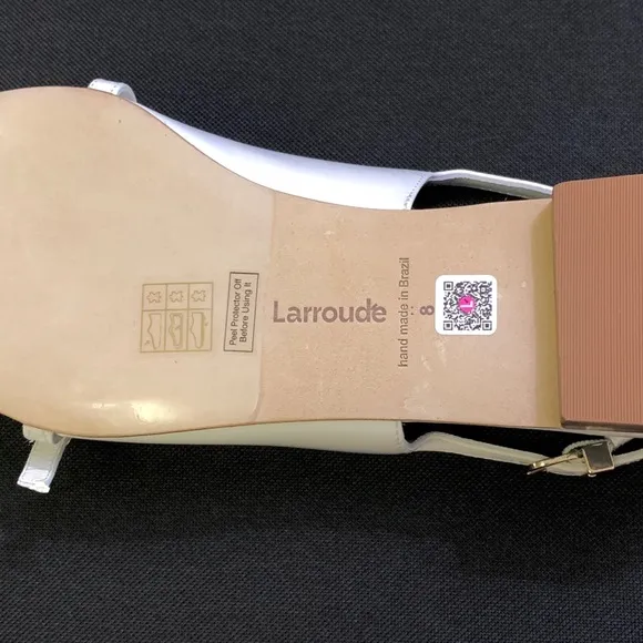 LARROUDE Ines Genuine Patent Leather Pointed Toe Flats 8 White