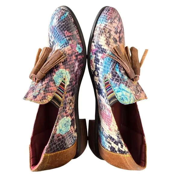 L'ARTISTE Klasik Python Loafers EU 40 US 9 UK 7 Tassel Multicolor Leather EUC!