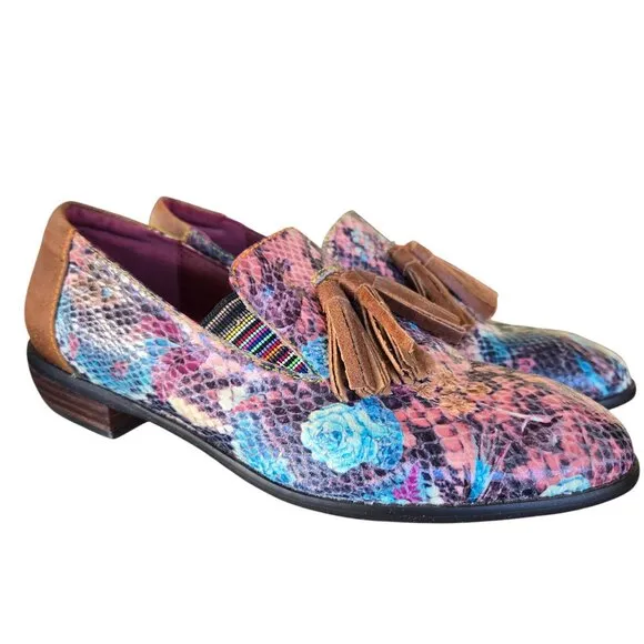 L'ARTISTE Klasik Python Loafers EU 40 US 9 UK 7 Tassel Multicolor Leather EUC!