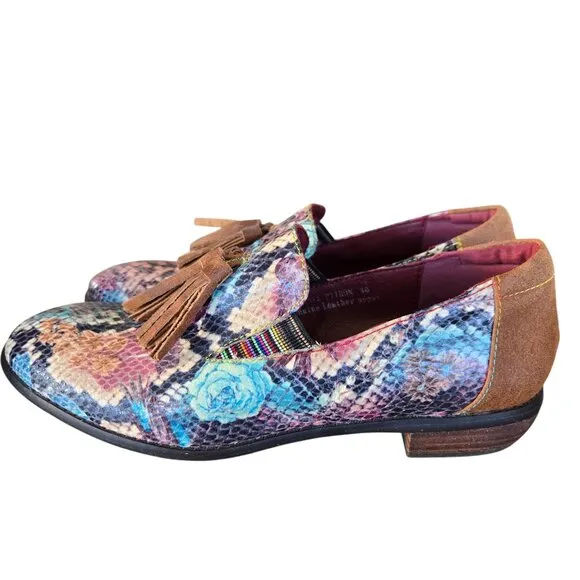 L'ARTISTE Klasik Python Loafers EU 40 US 9 UK 7 Tassel Multicolor Leather EUC!