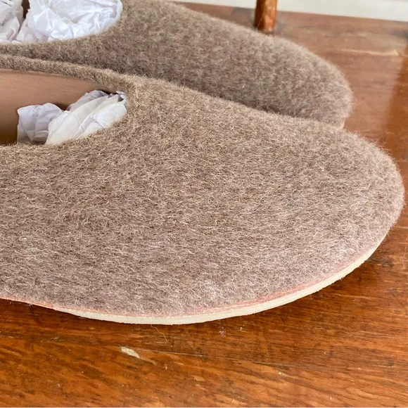 Lauren Manoogian Brown Brushed Alpaca Wool Felt Ballet Flat Shoes 39 8.5/9