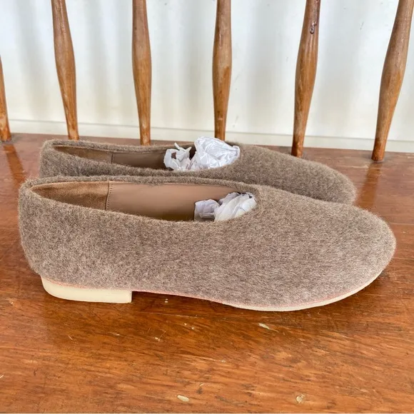 Lauren Manoogian Brown Brushed Alpaca Wool Felt Ballet Flat Shoes 39 8.5/9