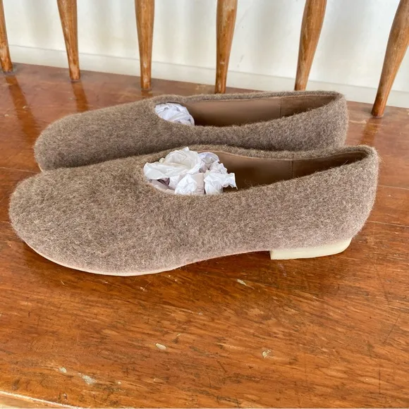 Lauren Manoogian Brown Brushed Alpaca Wool Felt Ballet Flat Shoes 39 8.5/9
