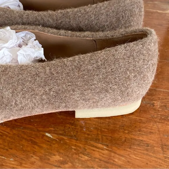 Lauren Manoogian Brown Brushed Alpaca Wool Felt Ballet Flat Shoes 39 8.5/9
