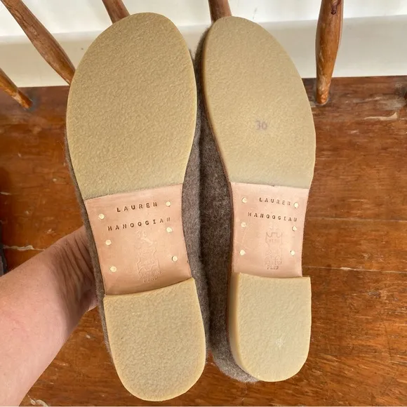 Lauren Manoogian Brown Brushed Alpaca Wool Felt Ballet Flat Shoes 39 8.5/9