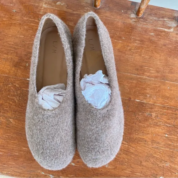 Lauren Manoogian Brown Brushed Alpaca Wool Felt Ballet Flat Shoes 39 8.5/9