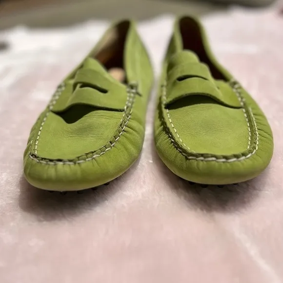 Laurent Effel driver suede loafers moccasins pistachio shoes Size 39