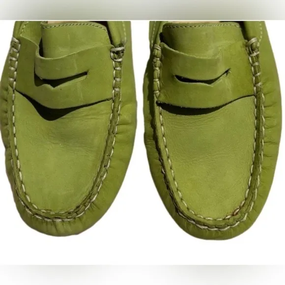 Laurent Effel driver suede loafers moccasins pistachio shoes Size 39