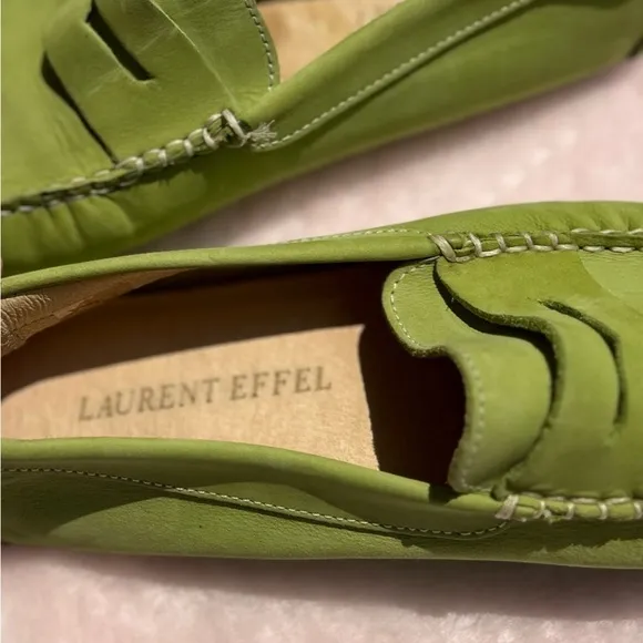 Laurent Effel driver suede loafers moccasins pistachio shoes Size 39