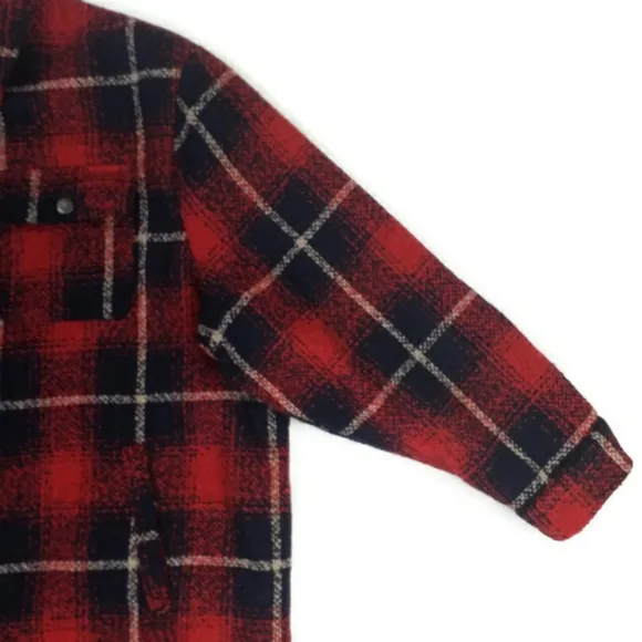 Levi's Red Blue Plaid Full Zip Long Sleeve Wool Blend Shacket Womens Plus 4X NWT