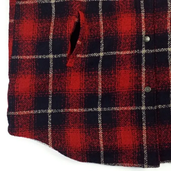 Levi's Red Blue Plaid Full Zip Long Sleeve Wool Blend Shacket Womens Plus 4X NWT