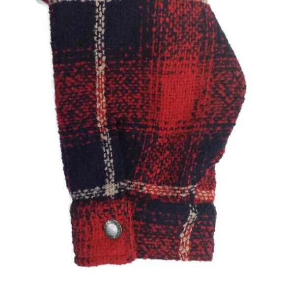 Levi's Red Blue Plaid Full Zip Long Sleeve Wool Blend Shacket Womens Plus 4X NWT