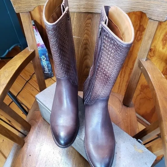 Liebeskind Berlin Stephane Kelian  Weave Zip Up Riding Boots Size 9/9.5 US