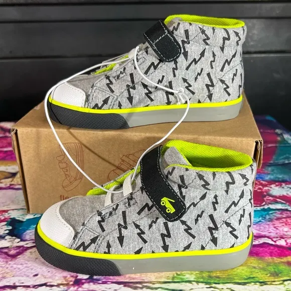 Lightning Toddler High Top Belmont Sneakers Textured Bottom for Grip See Pics