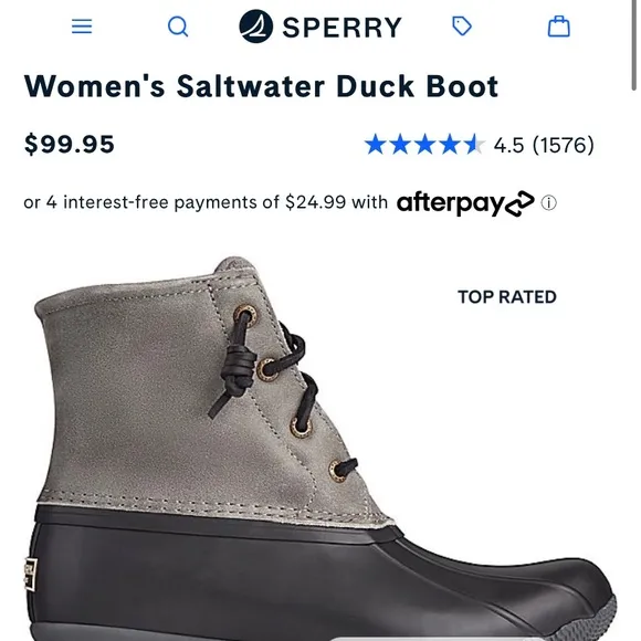 Like New Sperry Saltwater Duck Boots Size 8