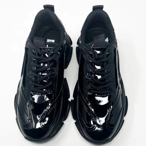 LIKE NEW | Steve Madden | Black Patent Leather Shiny Sneakers