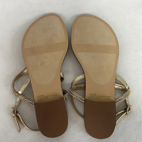 LILLY PULITZER | Delray Gold Sandal with Ankle Strap Flats size 6.5 NWOT